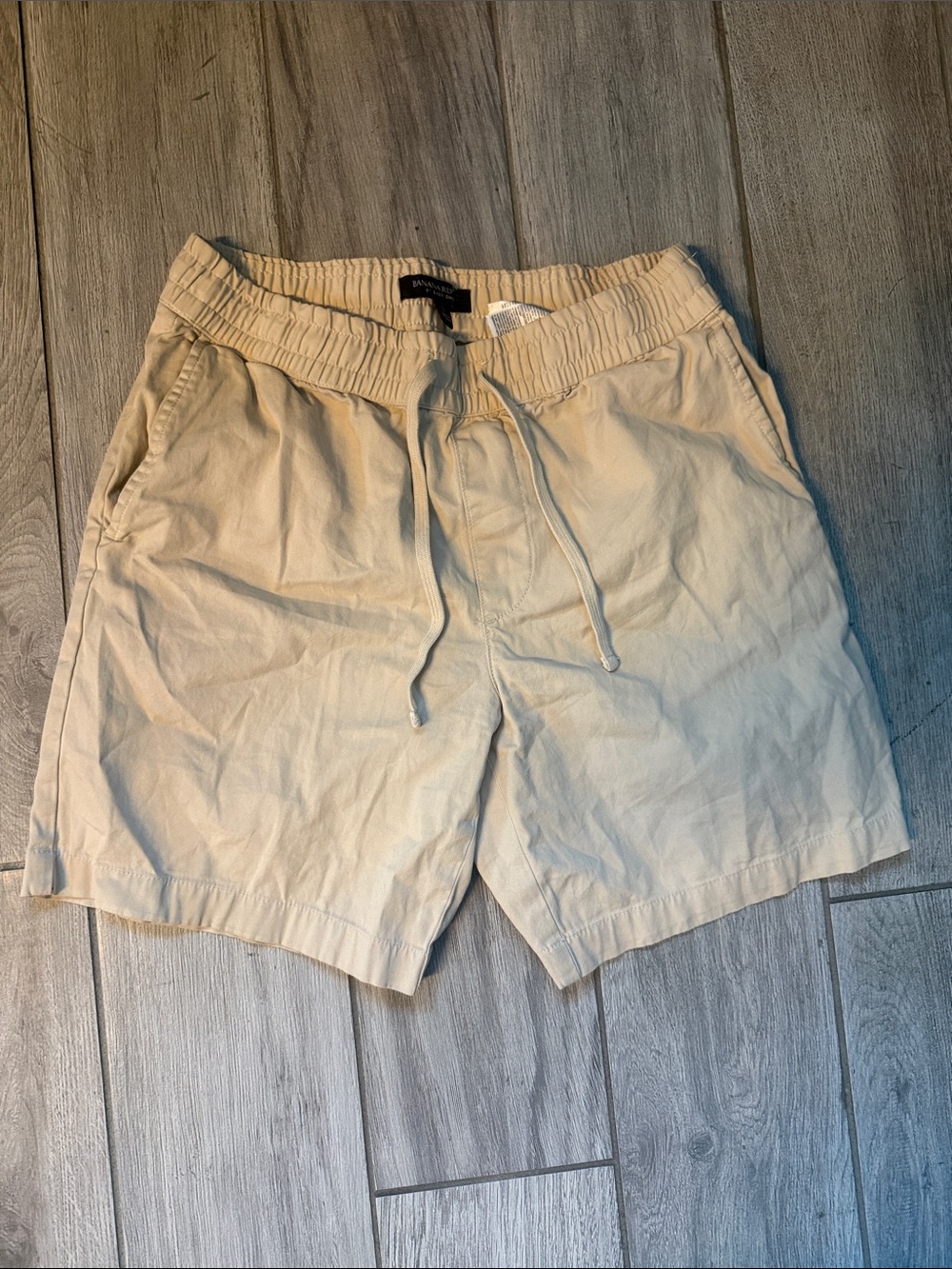 Banana Republic Khaki Drawstring Hybrid Shorts